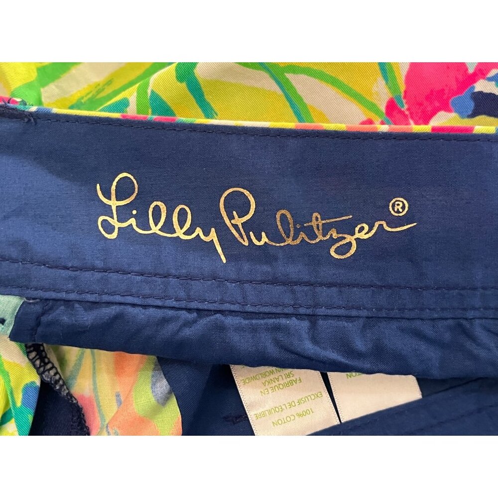 Lilly Pulitzer Size 10 Callahan Short Pink Yellow Green Blue White 34" x 5" - Picture 5 of 8